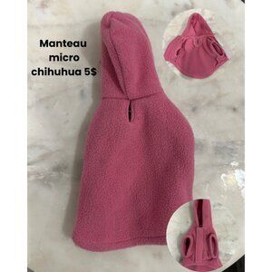 Pink Fleece Hoodie for Micro Chihuahua